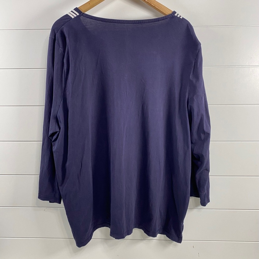 Talbots Womens Embroidered 100% Cotton Top sz 3X Blue Nautical Resortwear Preppy - Picture 6 of 11